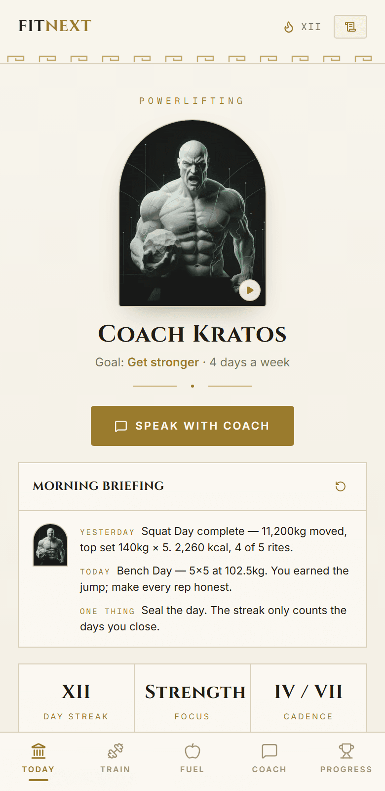 The Altar — FitNext app screen